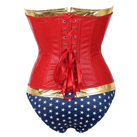costume grande taille super héroïne en cuir synthétique