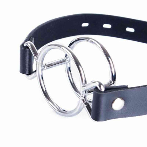 bâillon O Ring en cuir noir