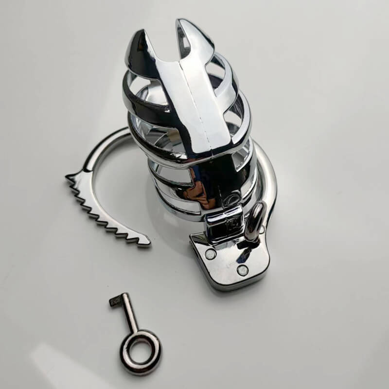 Cage De Chasteté Homme Shorty En Métal - Argenté - Marque RougeCuir - Neuf - Fétichisme/Bondage