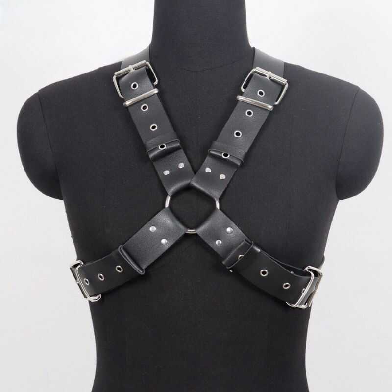 Harnais Homme Cuir Graissé – Moxie Custom Leather – Taille L – Noir/rouge – Réglable – Neuf