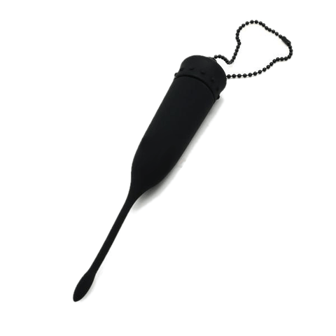 Plug pénien vibrant en silicone noir imperméable
