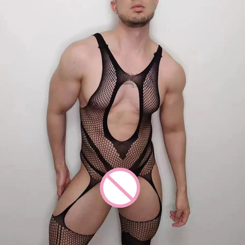 Combinaison sexy en résille transparente pour hommes