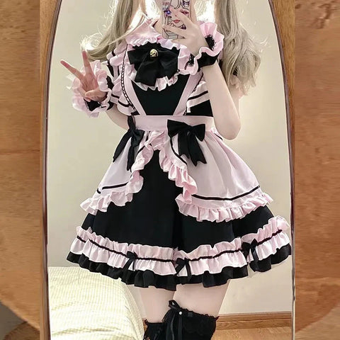 Robe mignonne Lolita noire et rose