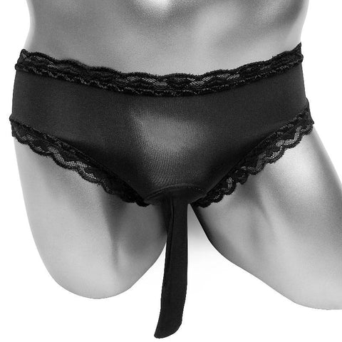 Culotte noire avec manchon pénis pour travesti