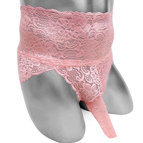 Slip gaine pénienne dentelle florale