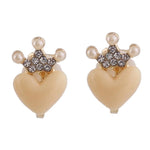 Paulina - Boucles d'oreilles à clip avec couronne en forme de cœur