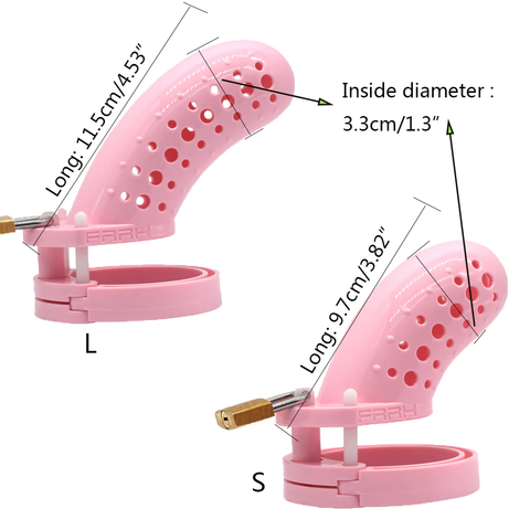 Dimension cage de chasteté en plastique FX rose