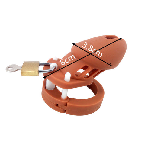 Cage à bite en silicone marron