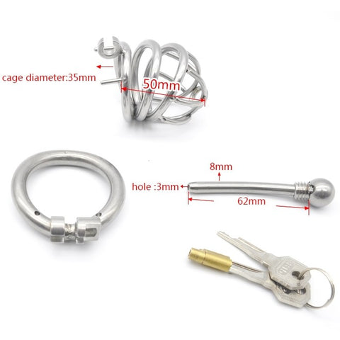 Cage de Chasteté Sonde Urètre - Acier - Versailles M