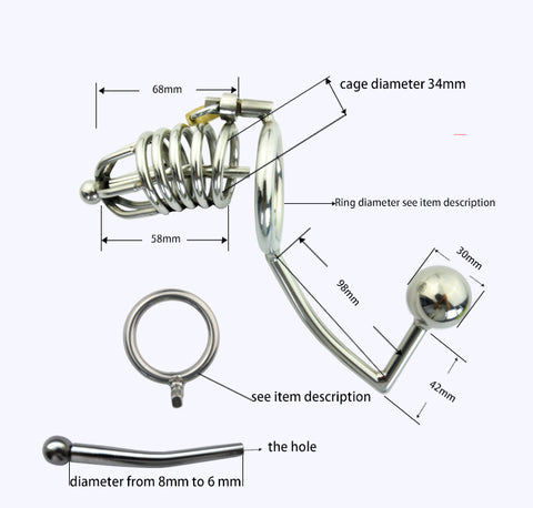 Cage de Chasteté - Métal - Homme - Plug anal